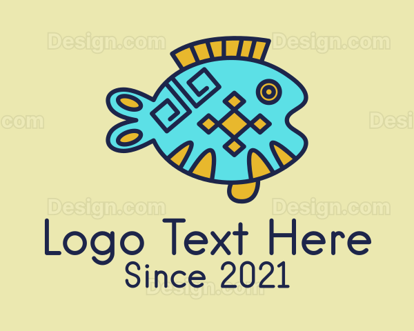 Tribal Fish Drawing Logo