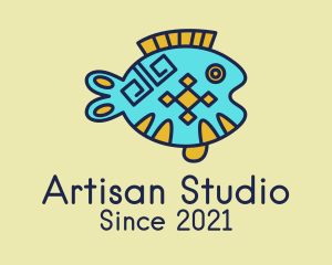 Tribal Fish Drawing  logo design