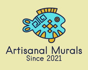 Tribal Fish Drawing  logo design