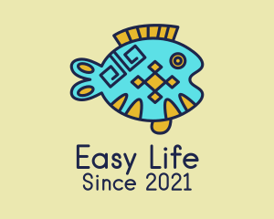 Tribal Fish Drawing  logo design