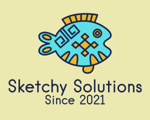 Tribal Fish Drawing  logo