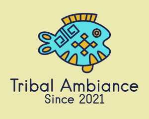 Tribal Fish Drawing  logo design