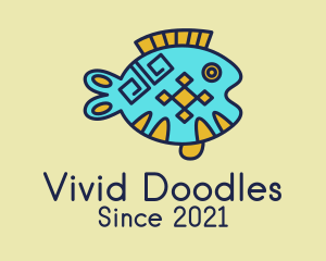 Tribal Fish Drawing  logo design