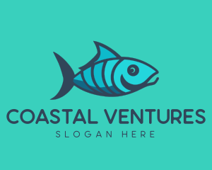 Blue Green Aquatic Fish logo design