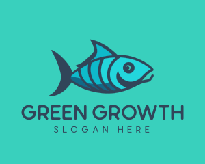 Blue Green Aquatic Fish logo design