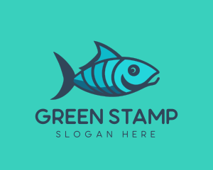 Blue Green Aquatic Fish logo design