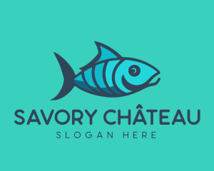 Blue Green Aquatic Fish logo design