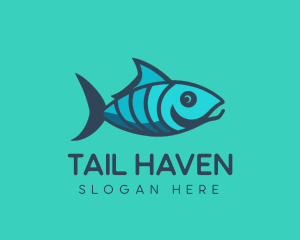 Blue Green Aquatic Fish logo design