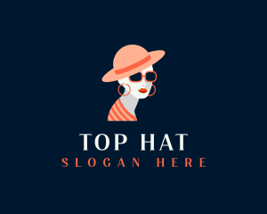 Woman Hat Sunglasses logo design