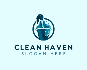 Cleaning Mop Bucket logo design