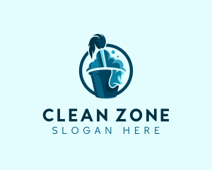 Cleaning Mop Bucket logo design