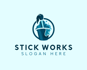 Cleaning Mop Bucket logo design