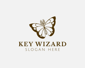 Butterfly Key Wings logo design