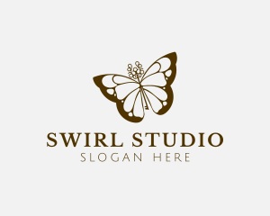 Butterfly Key Wings logo design