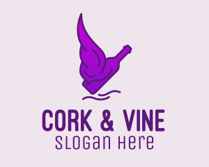 Liquor Bottle Wings  logo design