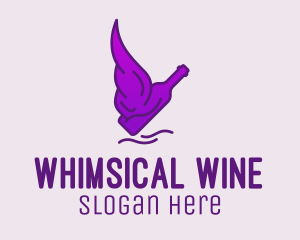 Liquor Bottle Wings  logo design