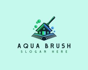 Cleaning Broom Wash logo design