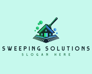 Cleaning Broom Wash logo design