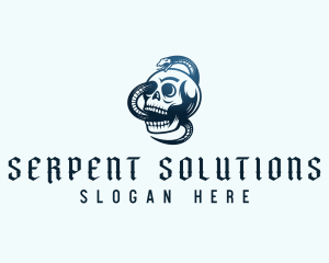 Snake Skeleton Skull logo design