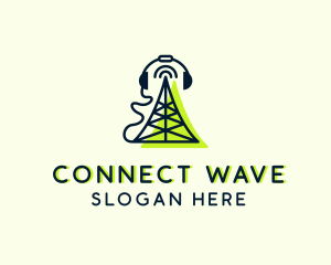 Radio Signal Headset  logo design