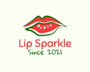 Watermelon Lipstick Lips logo design