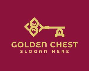 Golden Luxury House Key logo design