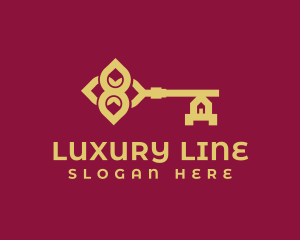 Golden Luxury House Key logo design