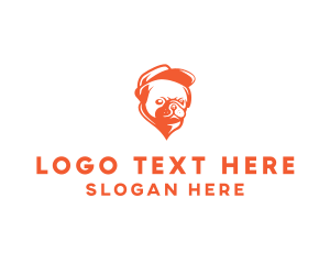 Orange Pug Dog logo design