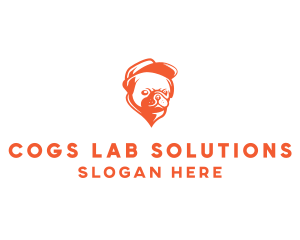 Orange Pug Dog logo design