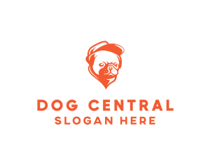 Orange Pug Dog logo design