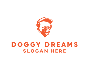 Orange Pug Dog logo