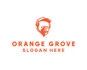 Orange Pug Dog logo