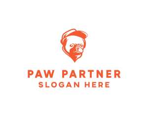 Orange Pug Dog logo design