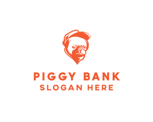 Orange Pug Dog logo design