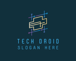 Futuristic Tech Circuit logo design