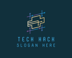 Futuristic Tech Circuit logo design