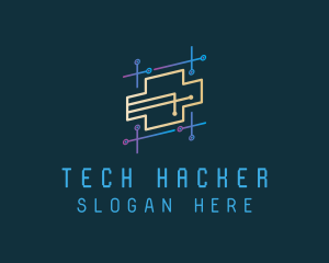 Futuristic Tech Circuit logo design