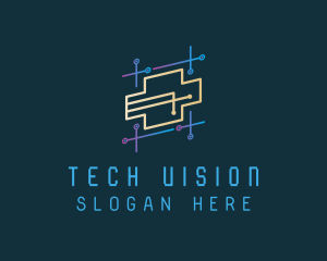 Futuristic Tech Circuit logo design