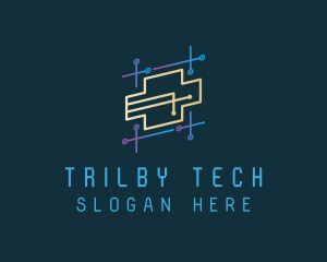 Futuristic Tech Circuit logo design