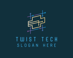 Futuristic Tech Circuit logo design