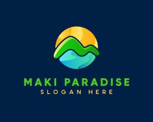 Sunrise Mountain seascape logo design