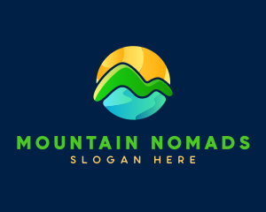 Sunrise Mountain seascape logo design