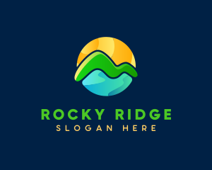 Sunrise Mountain seascape logo design