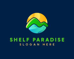 Sunrise Mountain seascape logo design