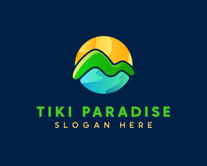 Sunrise Mountain seascape logo design