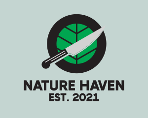 Nature Leaf Knife logo design