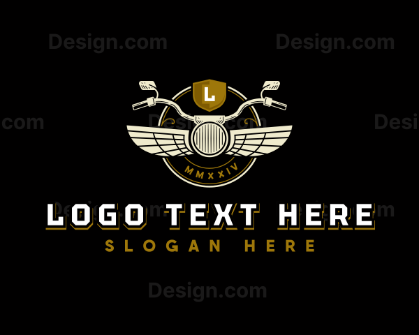 Motorcycle Rider Wings Logo