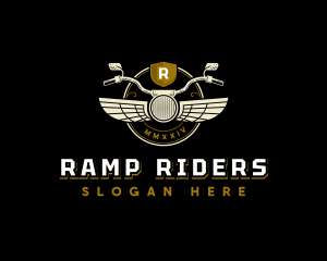 Motorcycle Rider Wings logo design