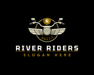 Motorcycle Rider Wings logo design