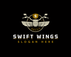 Motorcycle Rider Wings logo design